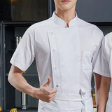 Maxbell Men Women Chef Coat Jacket with Pockets Summer for Bakery Food Service 4XL White