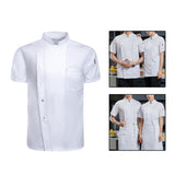 Maxbell Men Women Chef Coat Jacket with Pockets Summer for Bakery Food Service 4XL White