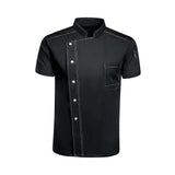 Maxbell Men Women Chef Coat Jacket with Pockets Summer for Bakery Food Service L Black