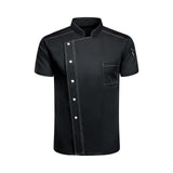 Maxbell Men Women Chef Coat Jacket with Pockets Summer for Bakery Food Service 4XL Black