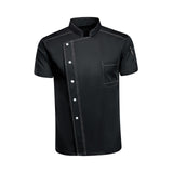 Maxbell Men Women Chef Coat Jacket with Pockets Summer for Bakery Food Service 4XL Black