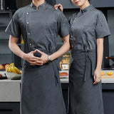 Maxbell Men Women Chef Coat Jacket with Pockets Summer for Bakery Food Service L Gray