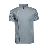 Maxbell Men Women Chef Coat Jacket with Pockets Summer for Bakery Food Service L Gray