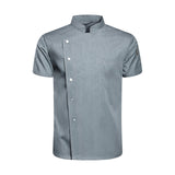 Maxbell Men Women Chef Coat Jacket with Pockets Summer for Bakery Food Service L Gray