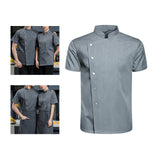 Maxbell Men Women Chef Coat Jacket with Pockets Summer for Bakery Food Service L Gray