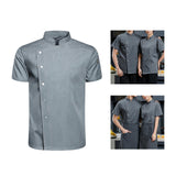 Maxbell Men Women Chef Coat Jacket with Pockets Summer for Bakery Food Service XL Gray