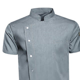 Maxbell Men Women Chef Coat Jacket with Pockets Summer for Bakery Food Service 3XL Gray