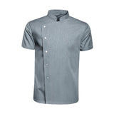 Maxbell Men Women Chef Coat Jacket with Pockets Summer for Bakery Food Service 4XL Gray