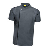 Maxbell Chef Coat Jacket Short Sleeve Cafe Restaurant Apparel Pub Unisex Uniform Gray M