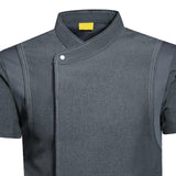 Maxbell Chef Coat Jacket Short Sleeve Cafe Restaurant Apparel Pub Unisex Uniform Gray L