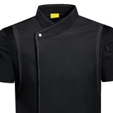 Maxbell Chef Coat Jacket Short Sleeve Cafe Restaurant Apparel Pub Unisex Uniform Black XL