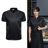 Maxbell Chef Coat Short Sleeve chef Jacket for Restaurant Bakery Black Medium