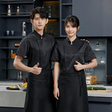 Maxbell Chef Coat Short Sleeve chef Jacket for Restaurant Bakery Black Medium
