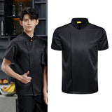 Maxbell Chef Coat Short Sleeve chef Jacket for Restaurant Bakery Black XXL