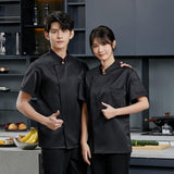 Maxbell Chef Coat Short Sleeve chef Jacket for Restaurant Bakery Black XXXXL