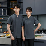 Maxbell Chef Coat Short Sleeve chef Jacket for Restaurant Bakery Grey M