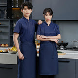 Maxbell Chef Coat Short Sleeve chef Jacket for Restaurant Bakery Dark Blue XXXXL