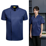 Maxbell Chef Coat Short Sleeve chef Jacket for Restaurant Bakery Dark Blue XXXXL