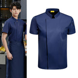 Maxbell Chef Coat Short Sleeve chef Jacket for Restaurant Bakery Dark Blue XXXXL