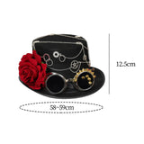 Maxbell Steampunk Floral Top Hat with Flower Goggles Gothic Punk Fedoras Costume S