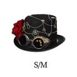 Maxbell Steampunk Floral Top Hat with Flower Goggles Gothic Punk Fedoras Costume S