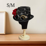 Maxbell Steampunk Floral Top Hat with Flower Goggles Gothic Punk Fedoras Costume S