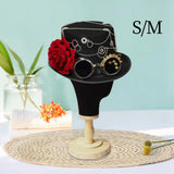 Maxbell Steampunk Floral Top Hat with Flower Goggles Gothic Punk Fedoras Costume S