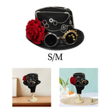 Maxbell Steampunk Floral Top Hat with Flower Goggles Gothic Punk Fedoras Costume S