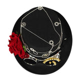 Maxbell Steampunk Floral Top Hat with Flower Goggles Gothic Punk Fedoras Costume S