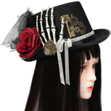 Maxbell Adult Steampunk Floral Top Hat Punk Headgear for Cosplay Festival Masquerade S