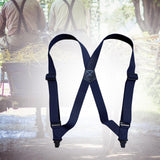 Maxbell Suspenders for Men Adjustable Pants Durable Utility for Wedding Navy Blue