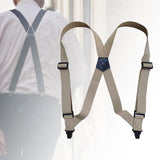 Maxbell Suspenders for Men Adjustable Pants Durable Utility for Wedding Beige