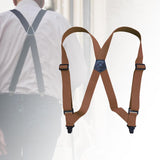 Maxbell Suspenders for Men Adjustable Pants Durable Utility for Wedding Camel