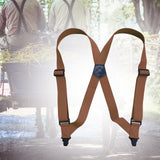 Maxbell Suspenders for Men Adjustable Pants Durable Utility for Wedding Camel