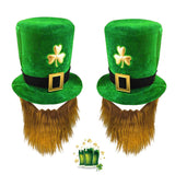 Maxbell ST. Patrick'S Top Hat Irish Shamrock Velvet Hat for Props Decorations Hat Only