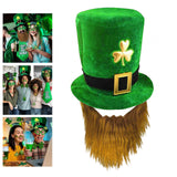 Maxbell ST. Patrick'S Top Hat Irish Shamrock Velvet Hat for Props Decorations Hat Only