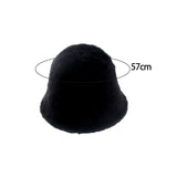 Maxbell Casual Plush Bucket Hat Windproof Womens Fisherman Hat for Camping Winter Black