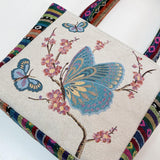 Maxbell Women Canvas Shoulder Bag Vacation Lightweight Shopping Bag Satchel Casual Butterfly Flower