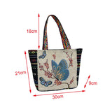 Maxbell Women Canvas Shoulder Bag Vacation Lightweight Shopping Bag Satchel Casual Butterfly Flower
