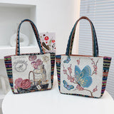 Maxbell Women Canvas Shoulder Bag Vacation Lightweight Shopping Bag Satchel Casual Butterfly Flower