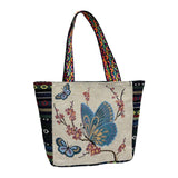 Maxbell Women Canvas Shoulder Bag Vacation Lightweight Shopping Bag Satchel Casual Butterfly Flower