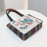 Maxbell Women Canvas Shoulder Bag Vacation Lightweight Shopping Bag Satchel Casual Butterfly Flower