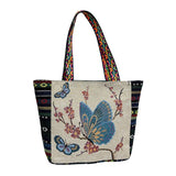 Maxbell Women Canvas Shoulder Bag Vacation Lightweight Shopping Bag Satchel Casual Butterfly Flower