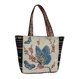 Maxbell Women Canvas Shoulder Bag Vacation Lightweight Shopping Bag Satchel Casual Butterfly Flower