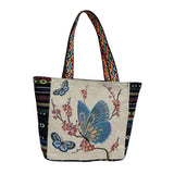 Maxbell Women Canvas Shoulder Bag Vacation Lightweight Shopping Bag Satchel Casual Butterfly Flower
