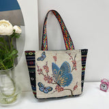 Maxbell Women Canvas Shoulder Bag Vacation Lightweight Shopping Bag Satchel Casual Butterfly Flower