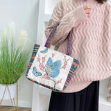 Maxbell Women Canvas Shoulder Bag Vacation Lightweight Shopping Bag Satchel Casual Butterfly Flower