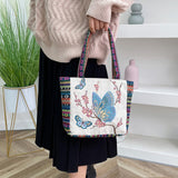 Maxbell Women Canvas Shoulder Bag Vacation Lightweight Shopping Bag Satchel Casual Butterfly Flower