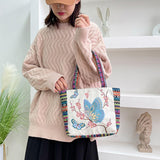 Maxbell Women Canvas Shoulder Bag Vacation Lightweight Shopping Bag Satchel Casual Butterfly Flower