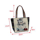 Maxbell Women Canvas Shoulder Bag Vacation Lightweight Shopping Bag Satchel Casual Cat